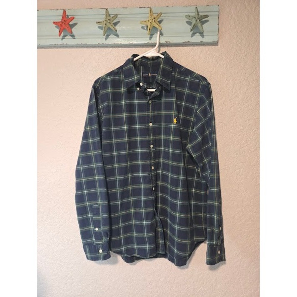 Ralph Lauren Blue & Green Plaid Long Sleeve Button Down